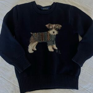 Polo by Ralph Lauren 5T toddler Navy Sweater with puppy cotton cashmere wool